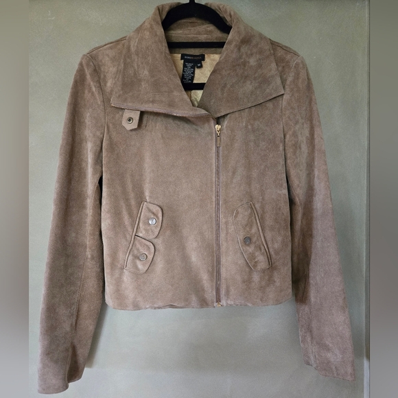 Bcbg Maxzaria | GORGEOUS Women's Tan Suede Jacket, Size M (Made Small) - Picture 1 of 10